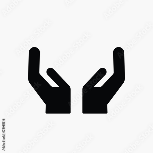 Raised cupped hands flat icon vector