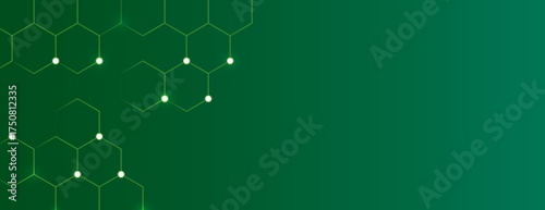 Green technology background with a gradient and hexagonal pattern. The background is smooth with a modern green color and subtle texture. Minimal abstract digital hexagon vector background