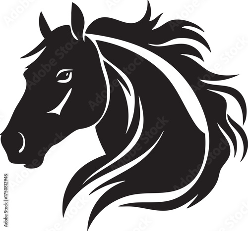 Horse, Minimalist and Simple Silhouette - Vector