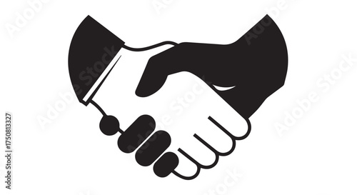 Symbolic handshake between two hands of different colors isolated on transparent background