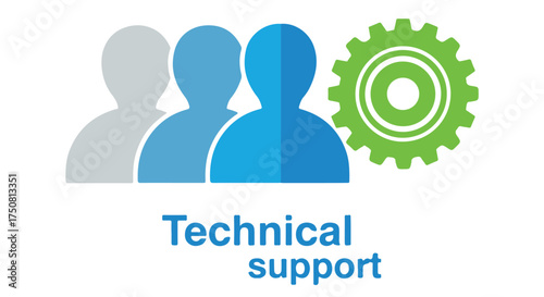 Technical support team with gear icon isolated on transparent background