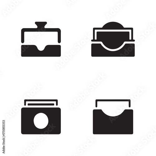 Business Card Holder Office Supply Icons
