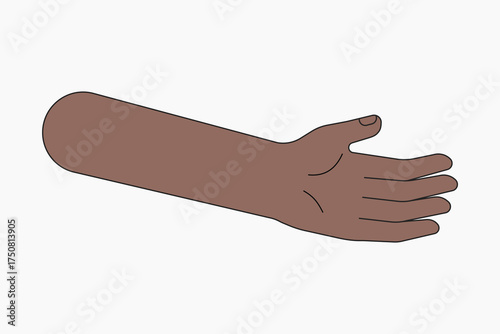 Black arm hand, body part flat collage element vector