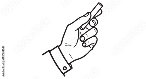 Hand holding a piece of chalk isolated on transparent background