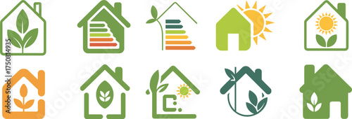 Green House Icons for Eco-Friendly Living untitled illustration
