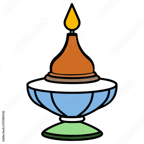 Colorful Arabic Candle Holder Outline Vector Art