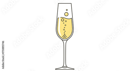 A single flute of champagne with bubbles.