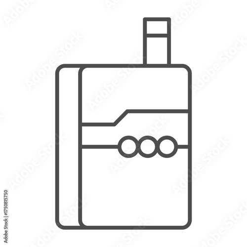Electronic cigarette thin line icon, device concept. Vector graphics. Smoking tobacco sign on white background, outline style icon for mobile or web design.
