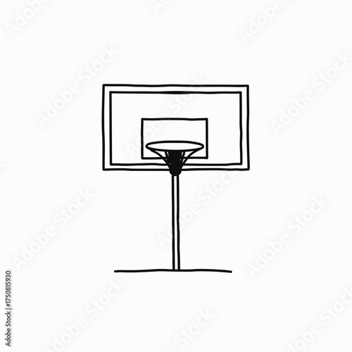 Simple outline of basketball hoop on white background  
