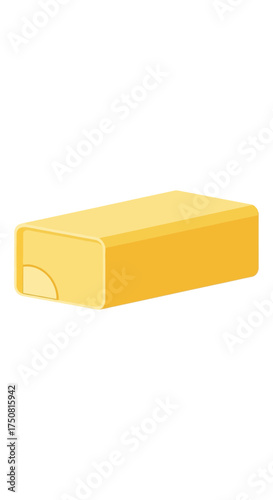 A single stick of butter on a white background.