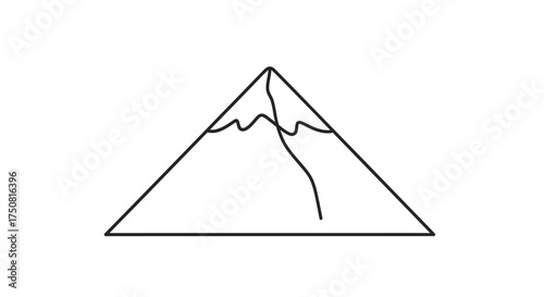 Minimalist mountain range silhouette illustration within a triangular outline design for branding