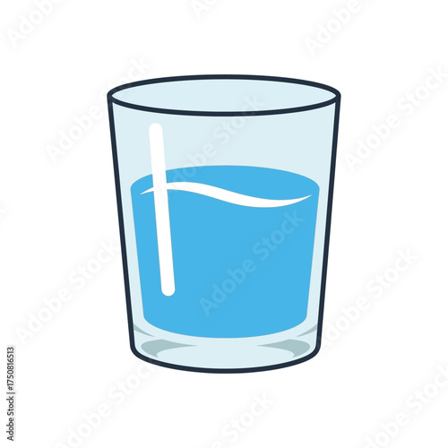 Refreshing hydration: Simple illustration of water in a clear glass for wellbeing