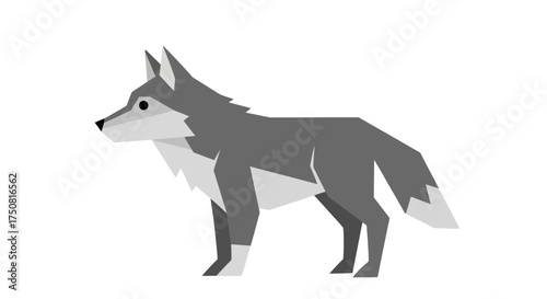 Geometric wolf illustration against white backdrop representing simplified animal art