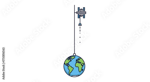 A whimsical connection between space technology and our planet Earth depiction