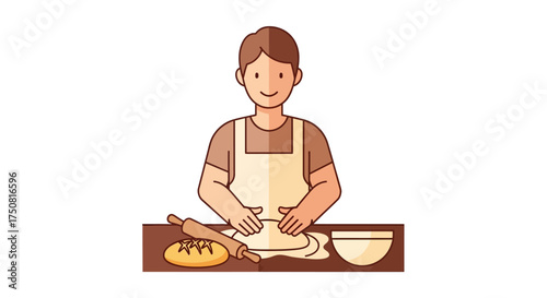 Creating culinary artistry: A baker's touch in shaping dough with expertise and a warm smile