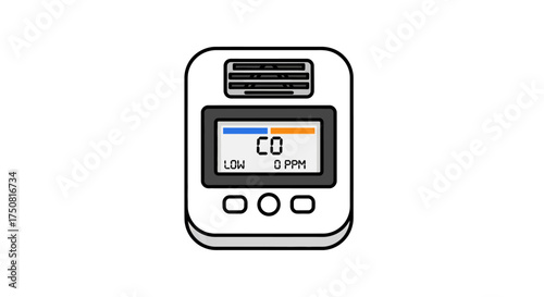 Carbon monoxide detector illustration for home safety monitoring with digital display