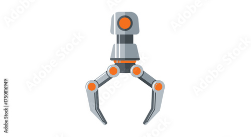 Stylized mechanical claw with sleek design and orange accents on a clean white backdrop