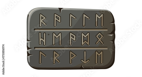 Mystical rune stone with carved symbols, a relic of ancient forgotten wisdom and secret knowledge