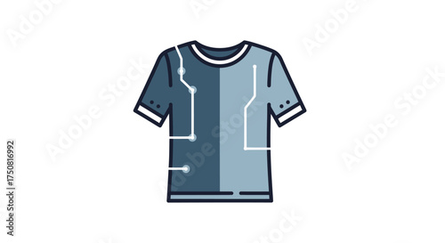 Conceptual t-shirt design integrating technology aesthetic elements for futuristic fashion