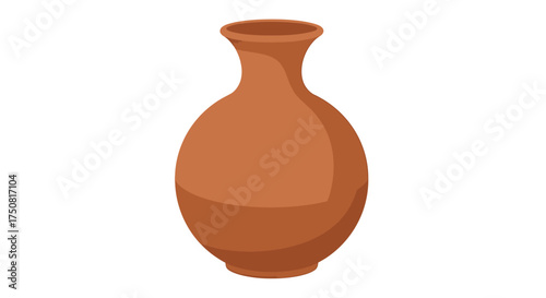 Elegant earthen vase illustration showcasing curved form, ideal for classic style pottery or