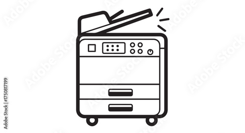 Line art icon of a photocopier machine isolated on transparent background