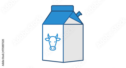 Stylized Dairy Product Container with Cow Illustration for Beverage Marketing and Branding