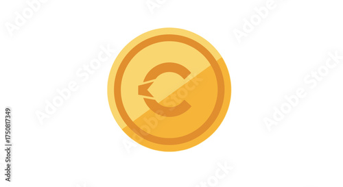 Symbolic illustration of a golden euro coin representing finance and european economy