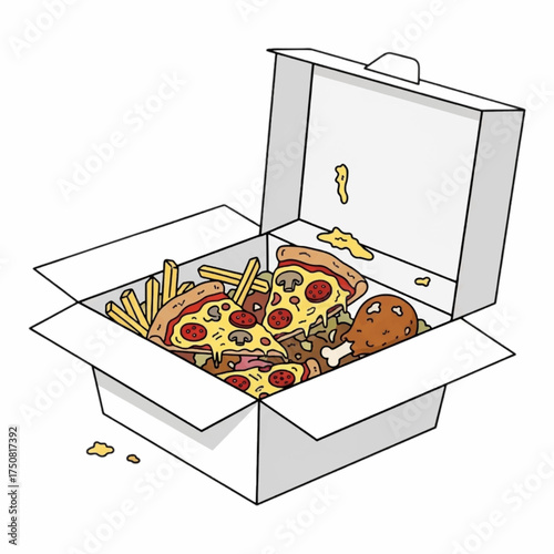 Vector takeout container, isolated on white background.