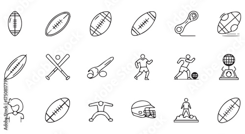 Collection of sport icons isolated on transparent background