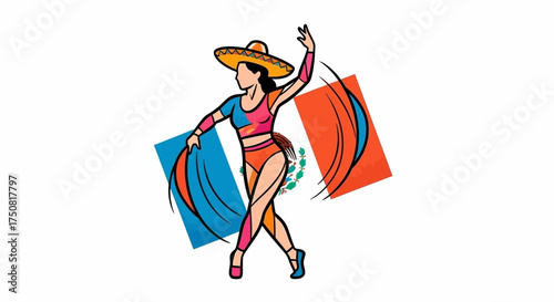 Festive mexican dancer twirling skirts, a vibrant celebration of culture and tradition with