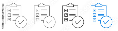 Cheklist  icon set collection style outline. Contain 