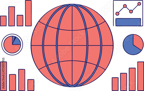 World Statistics Day Illustration. October 20 Global Data Awareness Design. Business Analytics and Statistics Concept Art. Data Visualization and Information Chart Design. Statistical Growth
