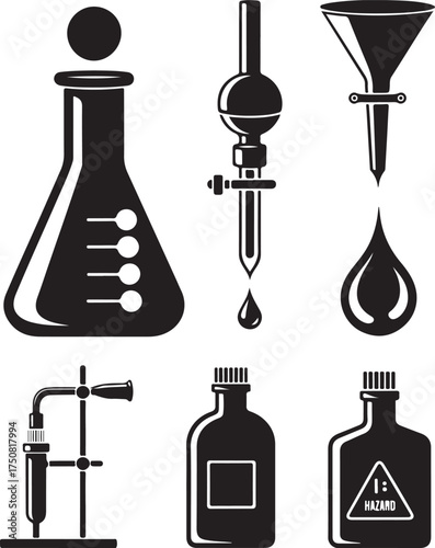 Lab equipment icons for science and chemistry research