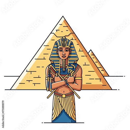 Ancient Egyptian Pharaoh and Pyramids.