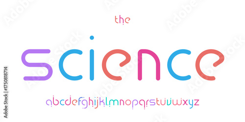 Science technology font, futuristic alphabet for scientific headline, medical digital product logo, display device typography, app UI typographic design. Modern vector typeset.