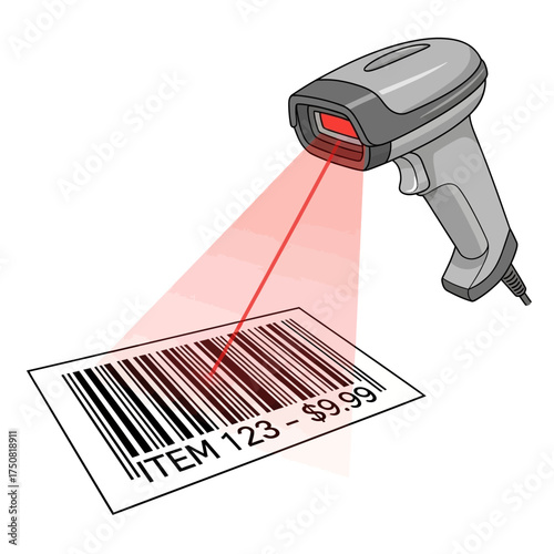 Barcode Scanner Reading Item and Price Information.