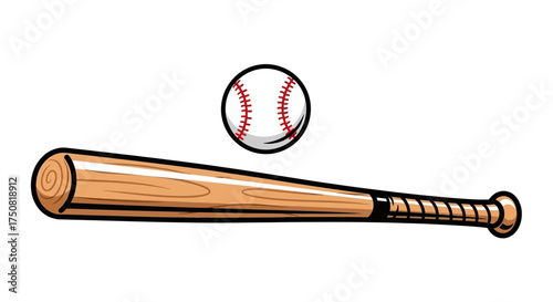 Baseball Bat and Ball Illustration 2.