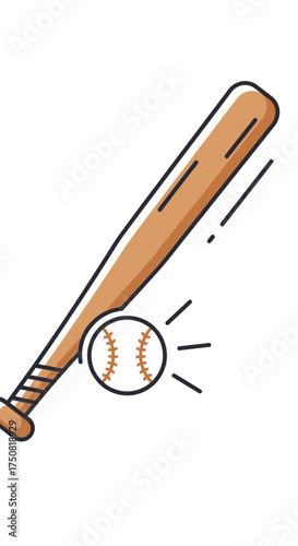 Baseball Bat and Ball Illustration 5.