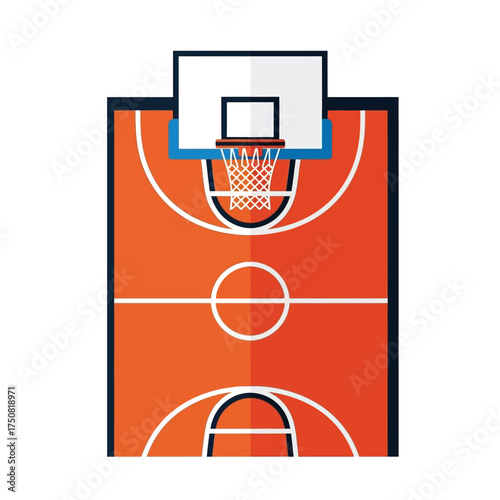 Basketball Court Top View Flat Design.