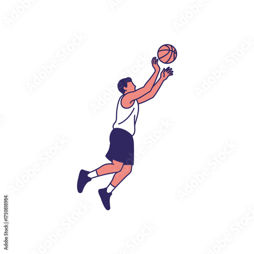 Basketball player jumping to catch the ball.