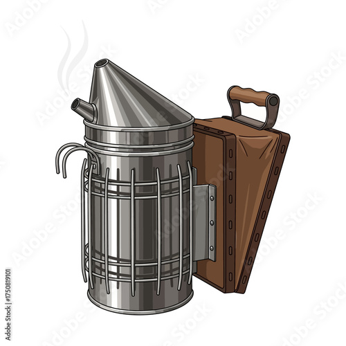 Beekeeping Smoker and Bellows Illustration.