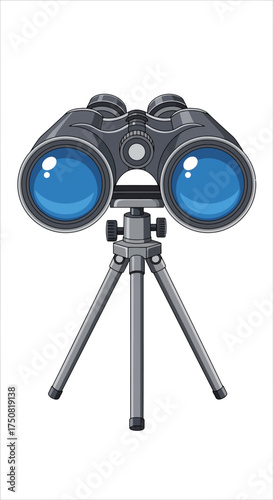 Binoculars on a tripod.