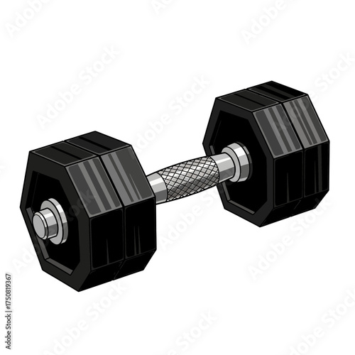 Black Hexagonal Dumbbell for Fitness and Weightlifting.