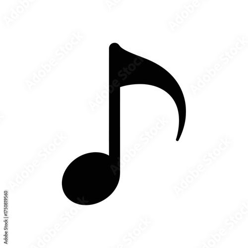 Black musical eighth note symbol on a white background.