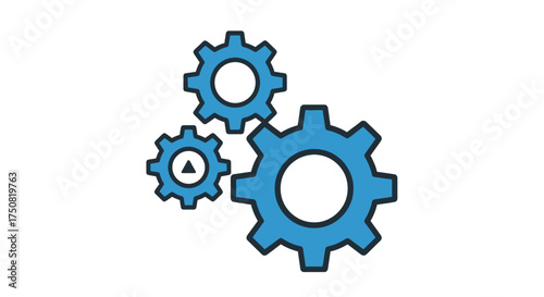 Blue Gears Working Together.