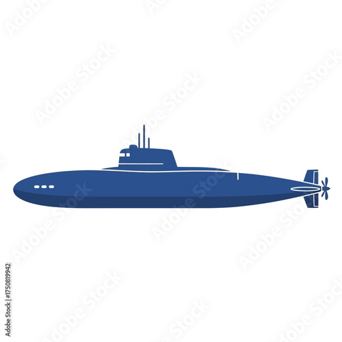 Blue Submarine Illustration.