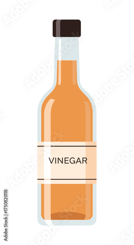 Bottle of vinegar with label.