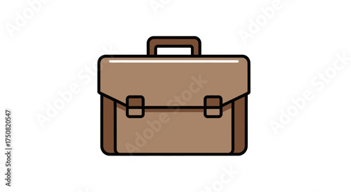 Brown Leather Briefcase Icon.