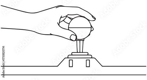 Hand operating a joystick, isolated on transparent background