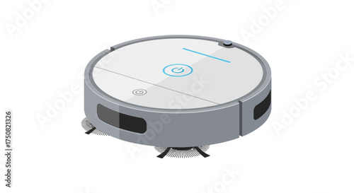 A depiction of a robotic vacuum cleaner showcasing technological innovation and modern convenience